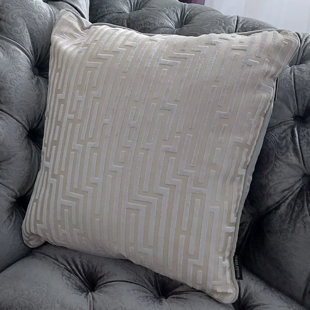 Grey Cream Home Decor Accent Feather Pillows Set of 2